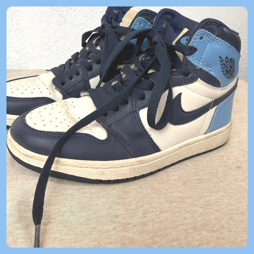 Nike Air Jordan 1 High OG Navy White Light‎ Blue Sneakers DC0774 110 Youth 6Y